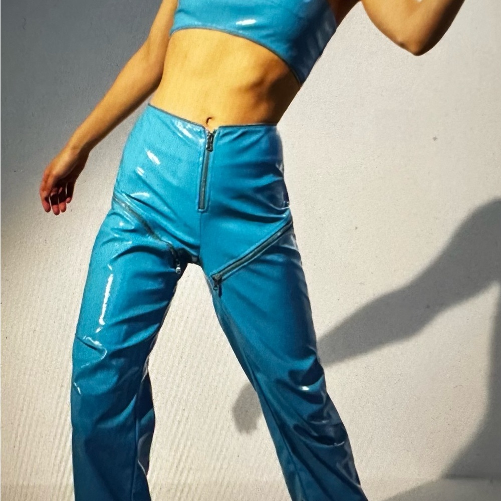I AM GIA Blue faux leather Isla pant size Medium SOLD OUT EUC